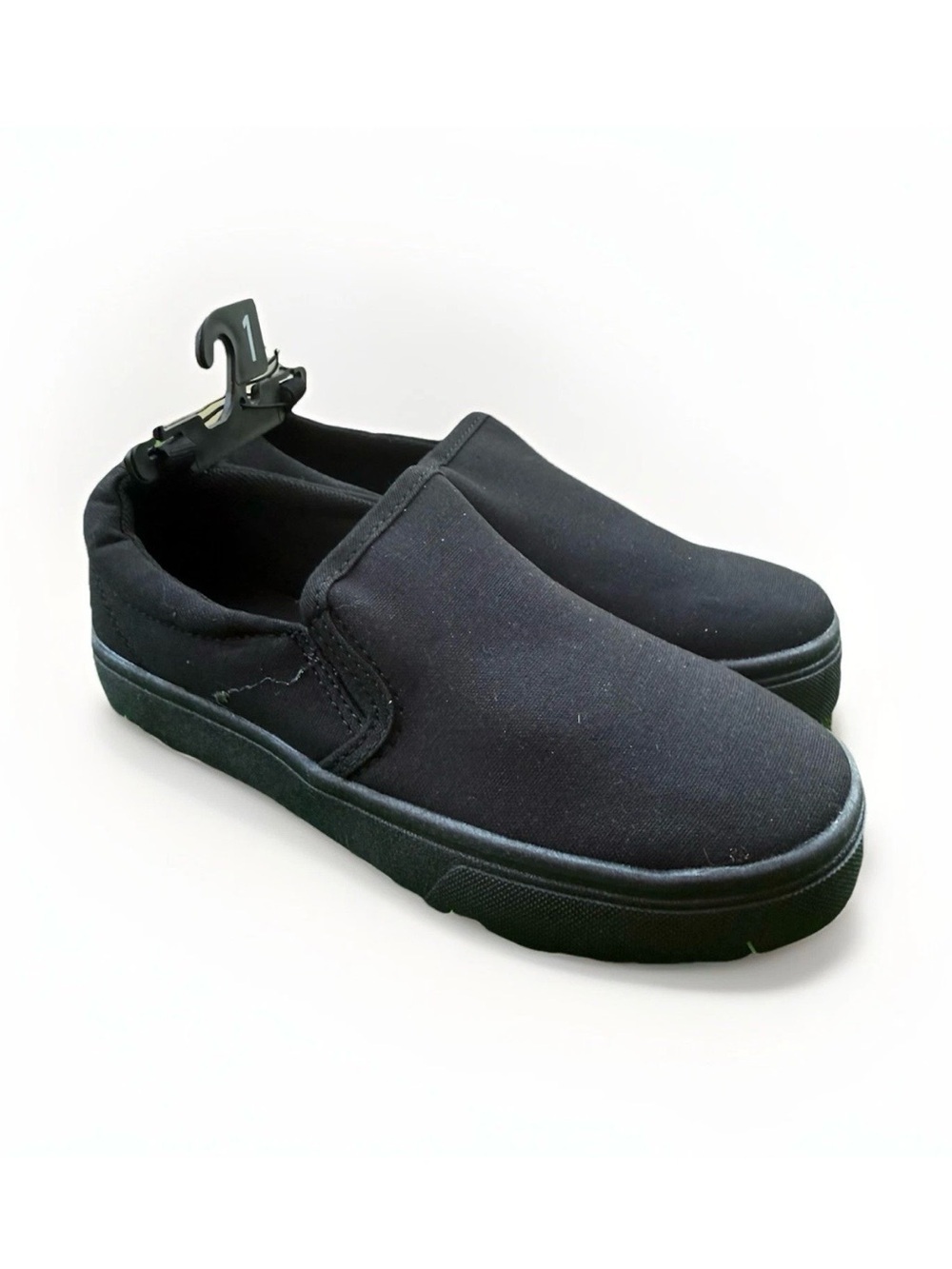 wonder nation Kids’ Size 1Y Black Slip-On Sneakers Memory Foam NEW